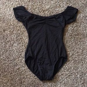 Mirella classic black capped sleeve leotard size S
